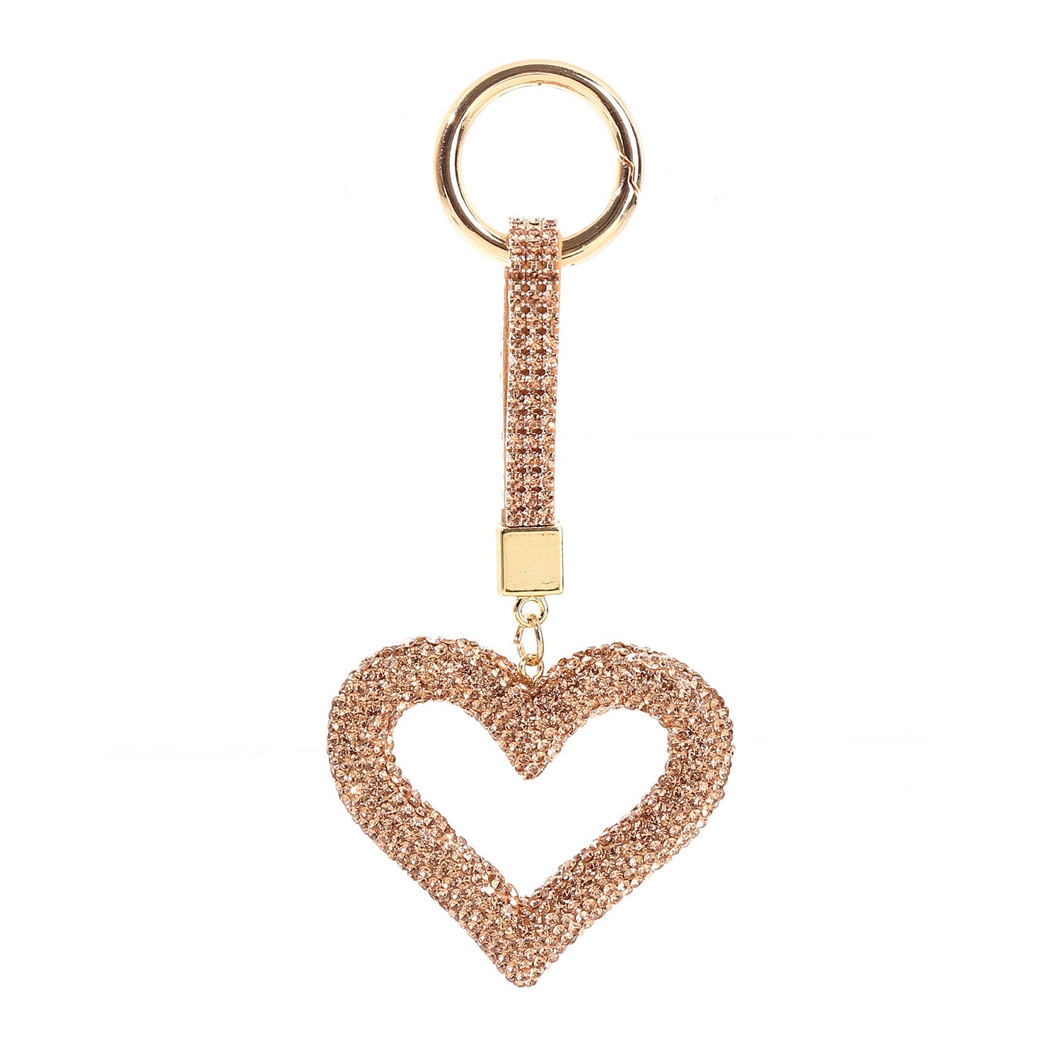 Wholesale Creative Hollow Pottery Full of Diamonds, Love Set with Diamonds, Peach Heart Car Keychains